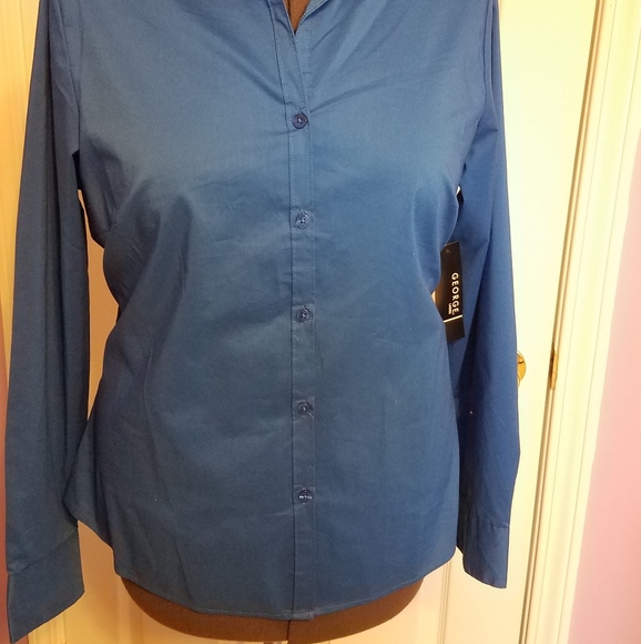 French Blue Collared Button Down - Picture 2 of 5